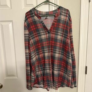 Honeyme Red and Gray Striped Top